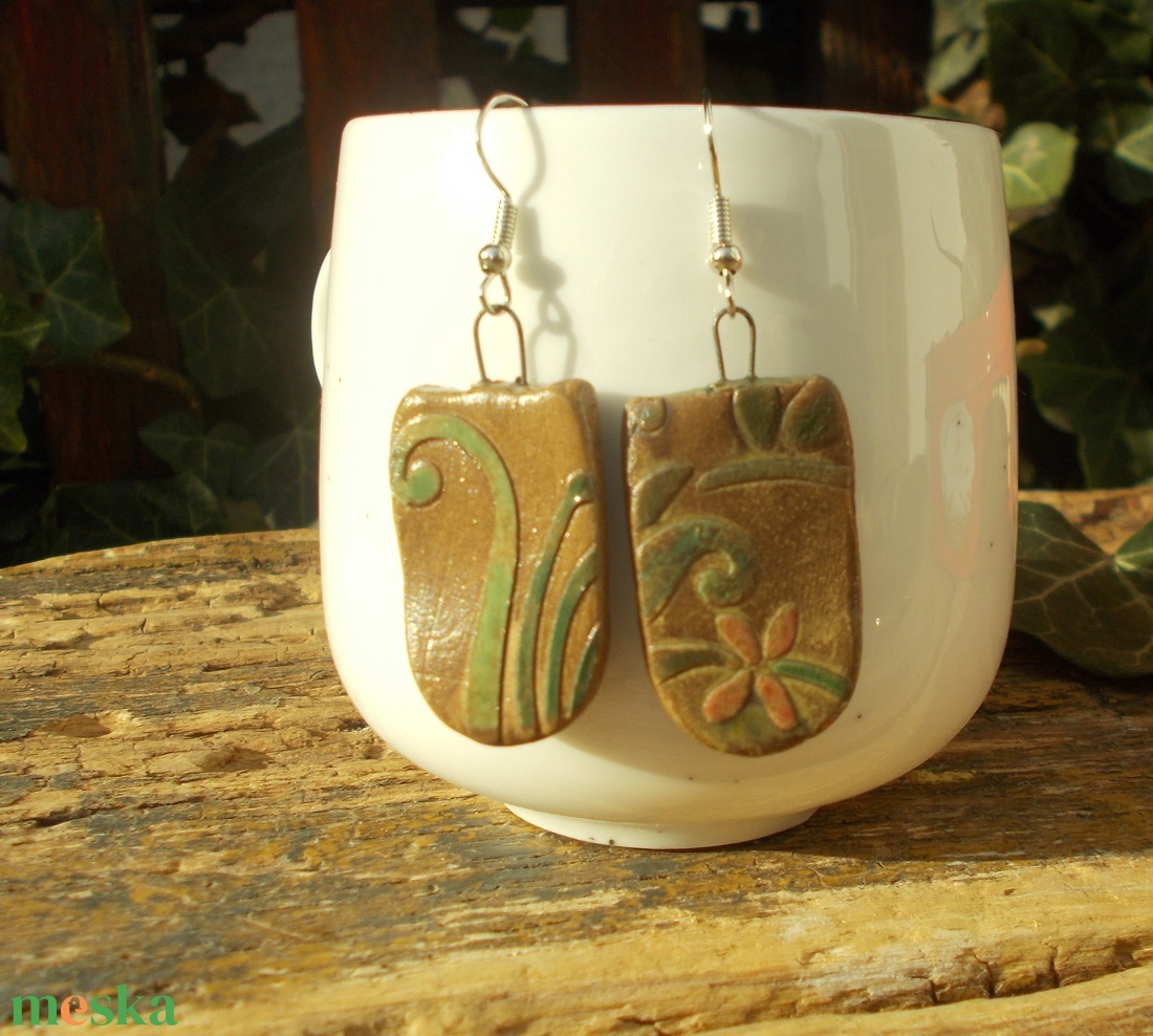 Antikolt fülbevaló - ékszer - fülbevaló - lógó fülbevaló - Meska.hu