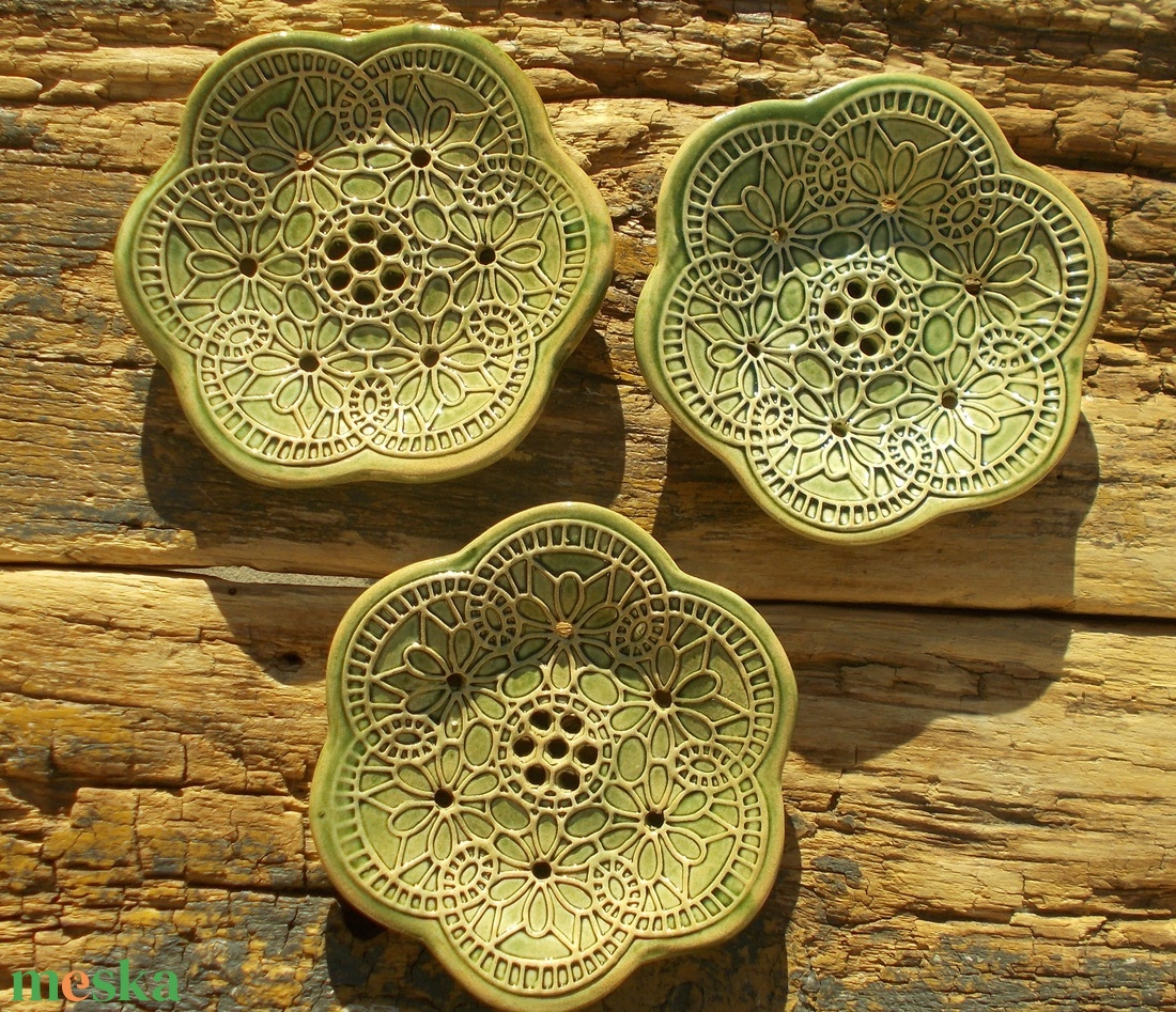 3 db Tenyérnyi szappantartó - otthon & életmód - fürdőszoba - szappantartó - Meska.hu