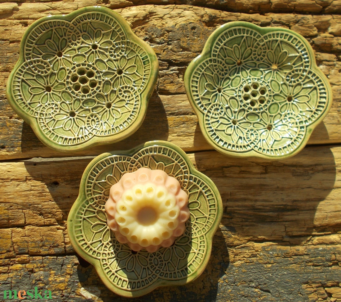 3 db Tenyérnyi szappantartó - otthon & életmód - fürdőszoba - szappantartó - Meska.hu