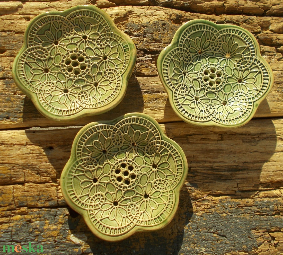 3 db Tenyérnyi szappantartó - otthon & életmód - fürdőszoba - szappantartó - Meska.hu