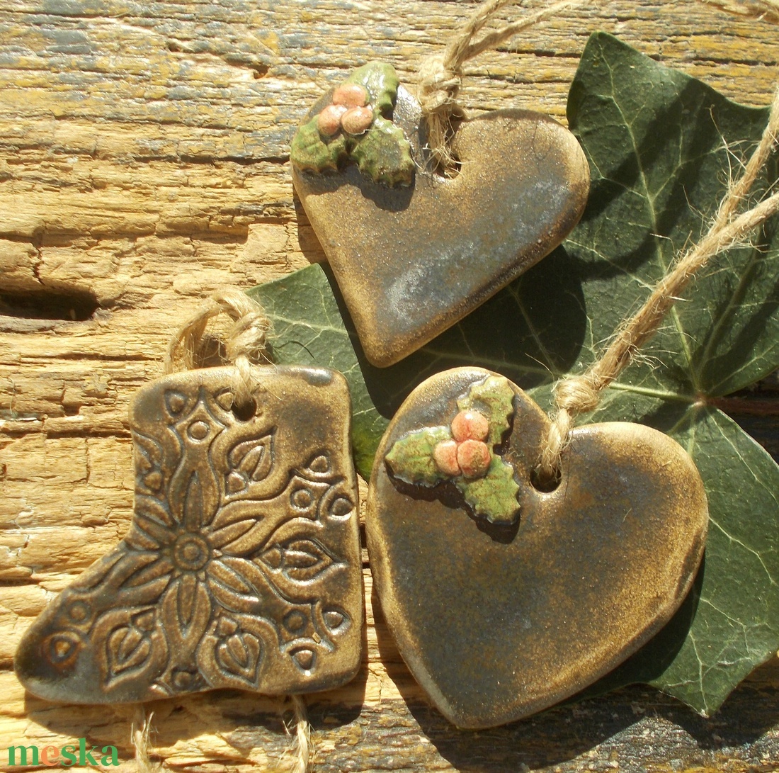 3 db mázas karácsonyfadísz  - karácsony - karácsonyi lakásdekoráció - karácsonyfadíszek - Meska.hu