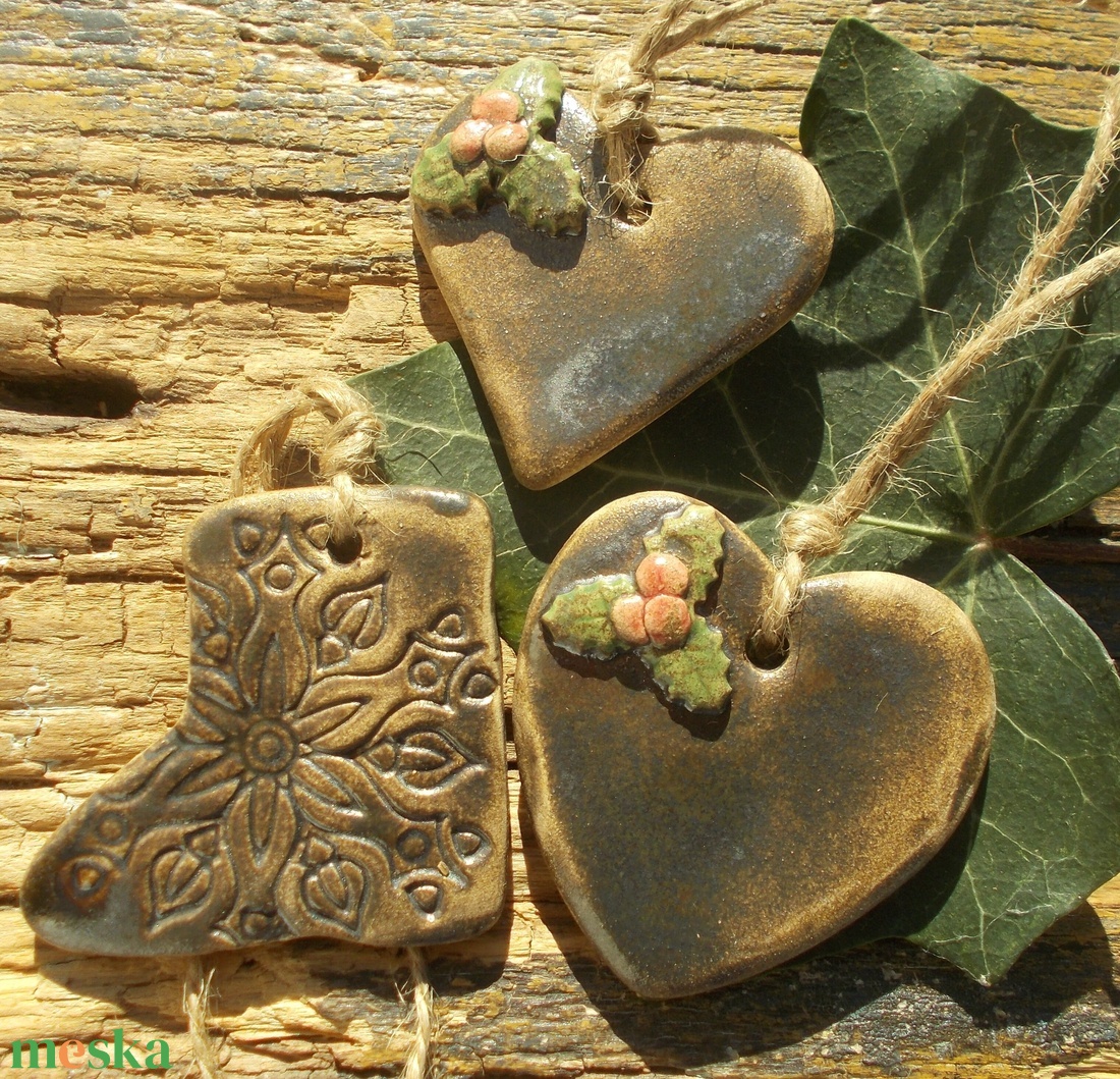 3 db mázas karácsonyfadísz  - karácsony - karácsonyi lakásdekoráció - karácsonyfadíszek - Meska.hu