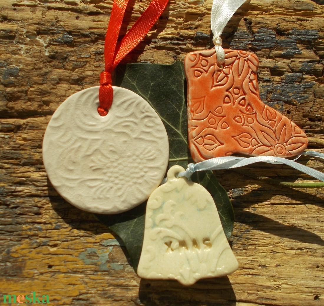 3 db mázas karácsonyfadísz  - karácsony - karácsonyi lakásdekoráció - karácsonyfadíszek - Meska.hu