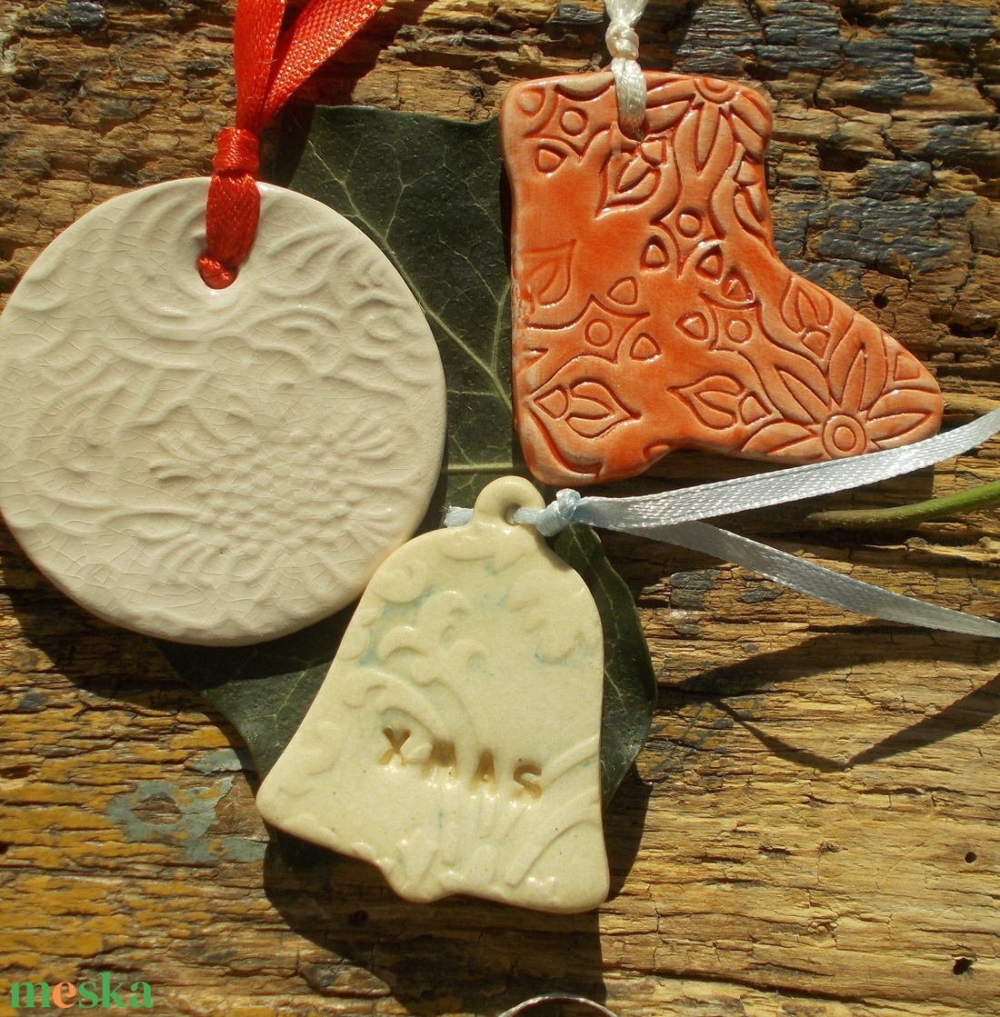 3 db mázas karácsonyfadísz  - karácsony - karácsonyi lakásdekoráció - karácsonyfadíszek - Meska.hu