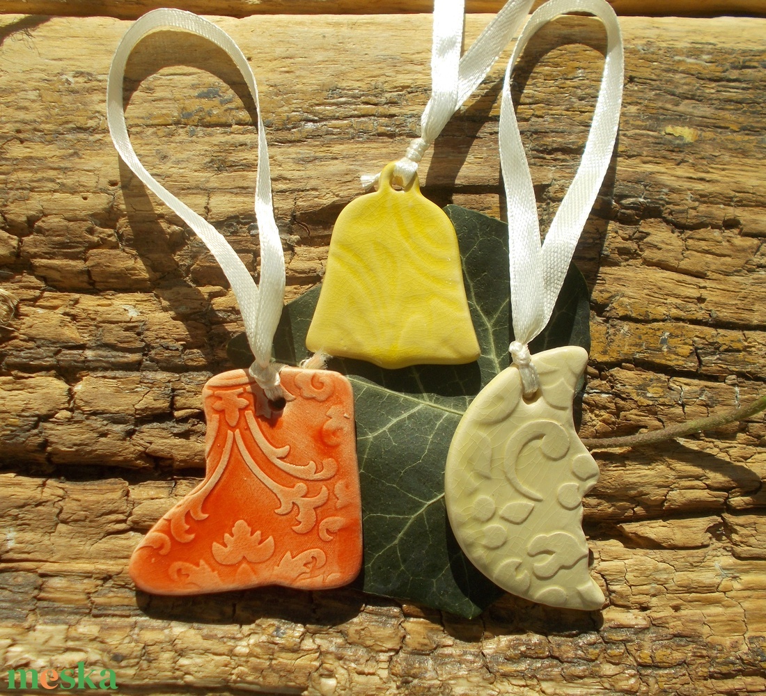 3 db mázas karácsonyfadísz  - karácsony - karácsonyi lakásdekoráció - karácsonyfadíszek - Meska.hu