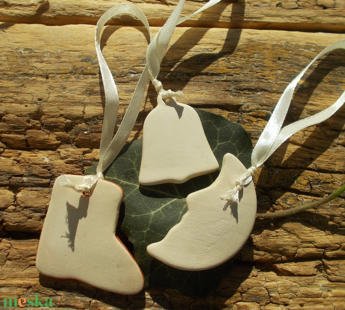 3 db mázas karácsonyfadísz  - karácsony - karácsonyi lakásdekoráció - karácsonyfadíszek - Meska.hu