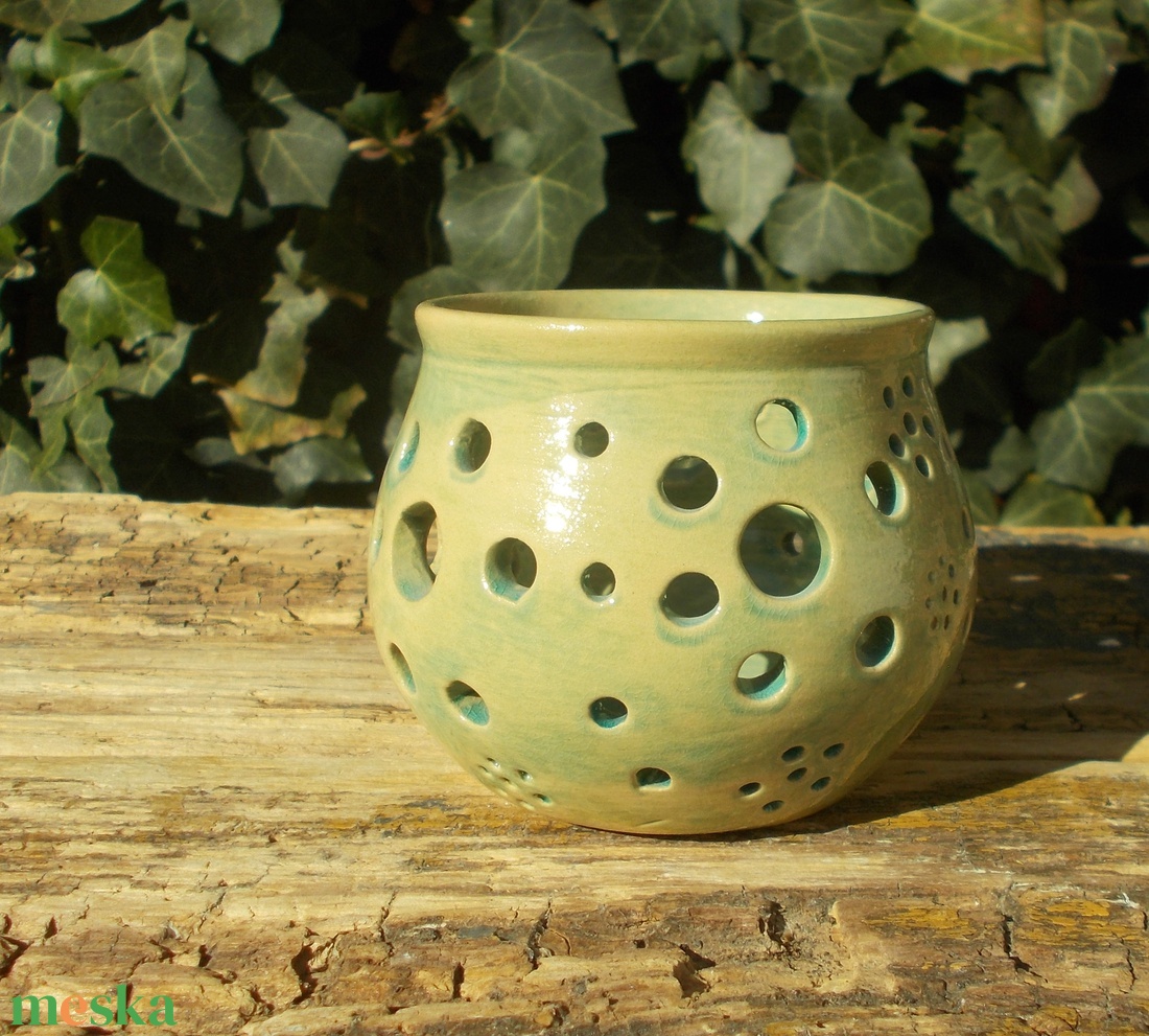 Türkiz színű  mécsestartó - otthon & életmód - gyertya, illat, aroma - mécses és mécsestartó - Meska.hu