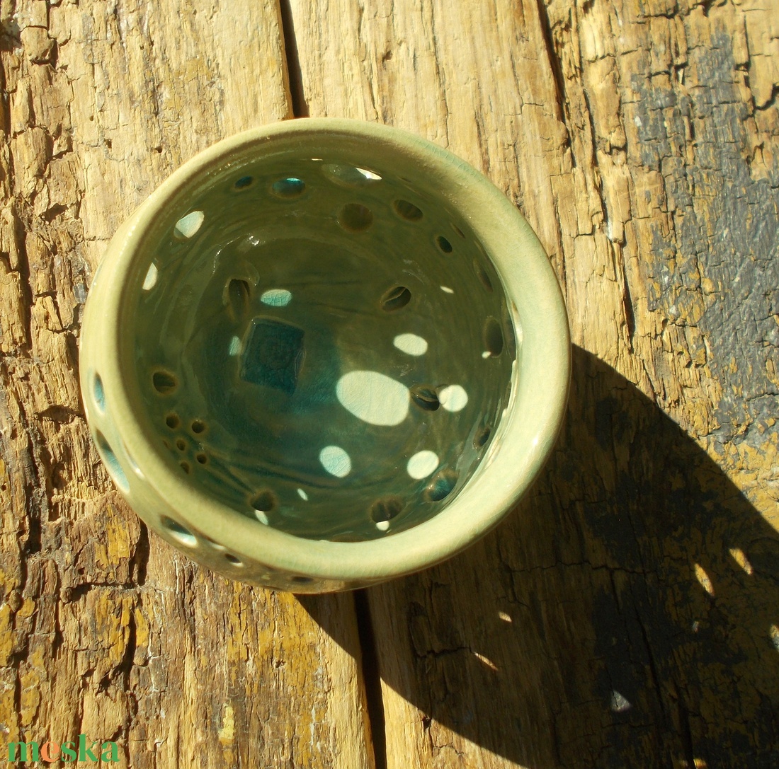 Türkiz színű  mécsestartó - otthon & életmód - gyertya, illat, aroma - mécses és mécsestartó - Meska.hu