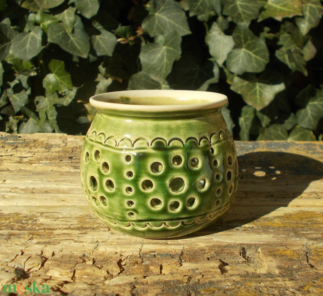 Zöld  színű  mécsestartó - otthon & életmód - gyertya, illat, aroma - mécses és mécsestartó - Meska.hu