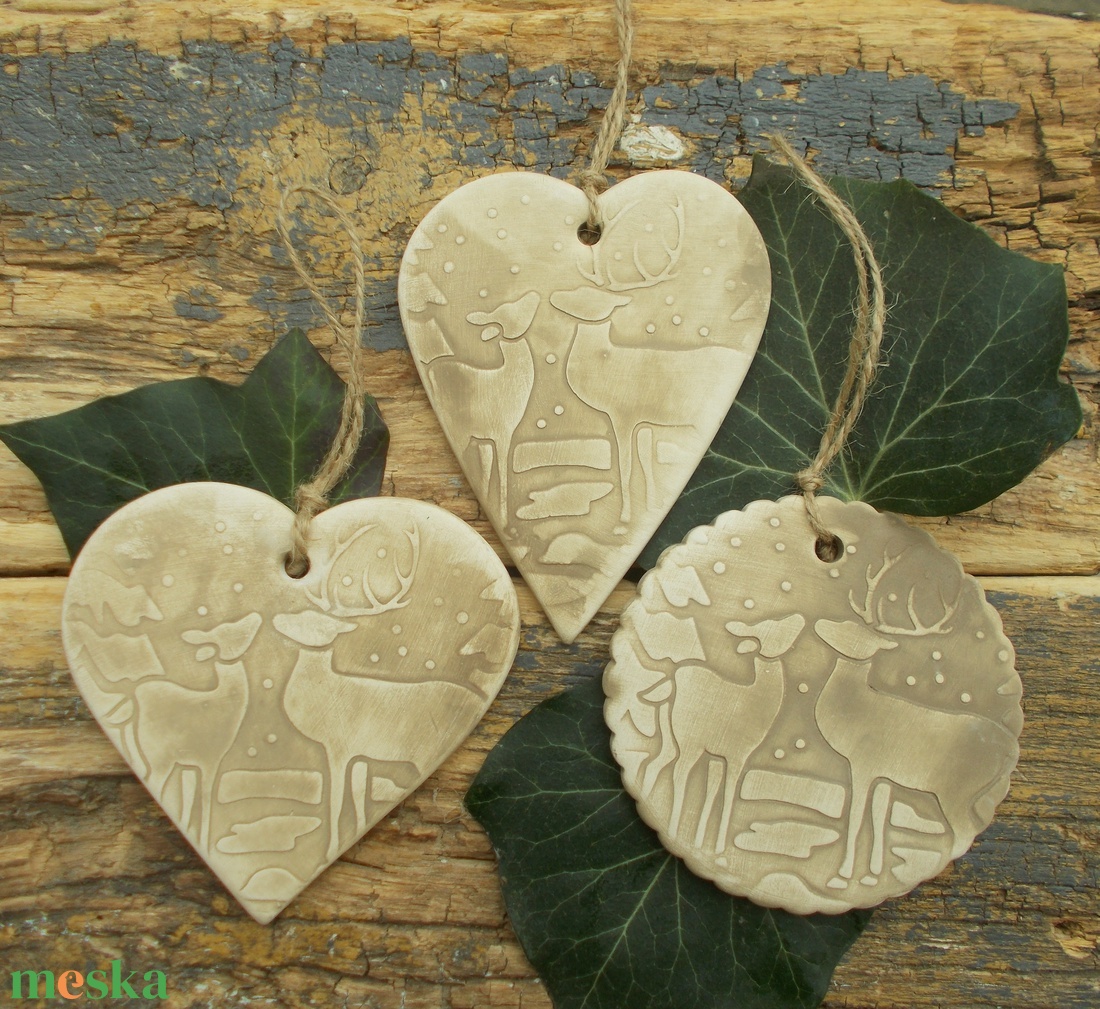 3 db Vintage akasztható dísz.  - karácsony - karácsonyi lakásdekoráció - karácsonyfadíszek - Meska.hu