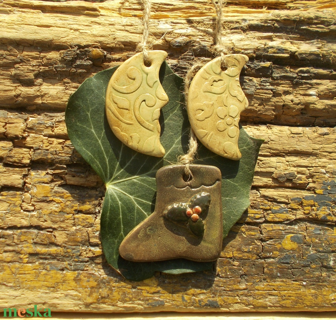 3 db mázas karácsonyfadísz  - karácsony - karácsonyi lakásdekoráció - karácsonyfadíszek - Meska.hu