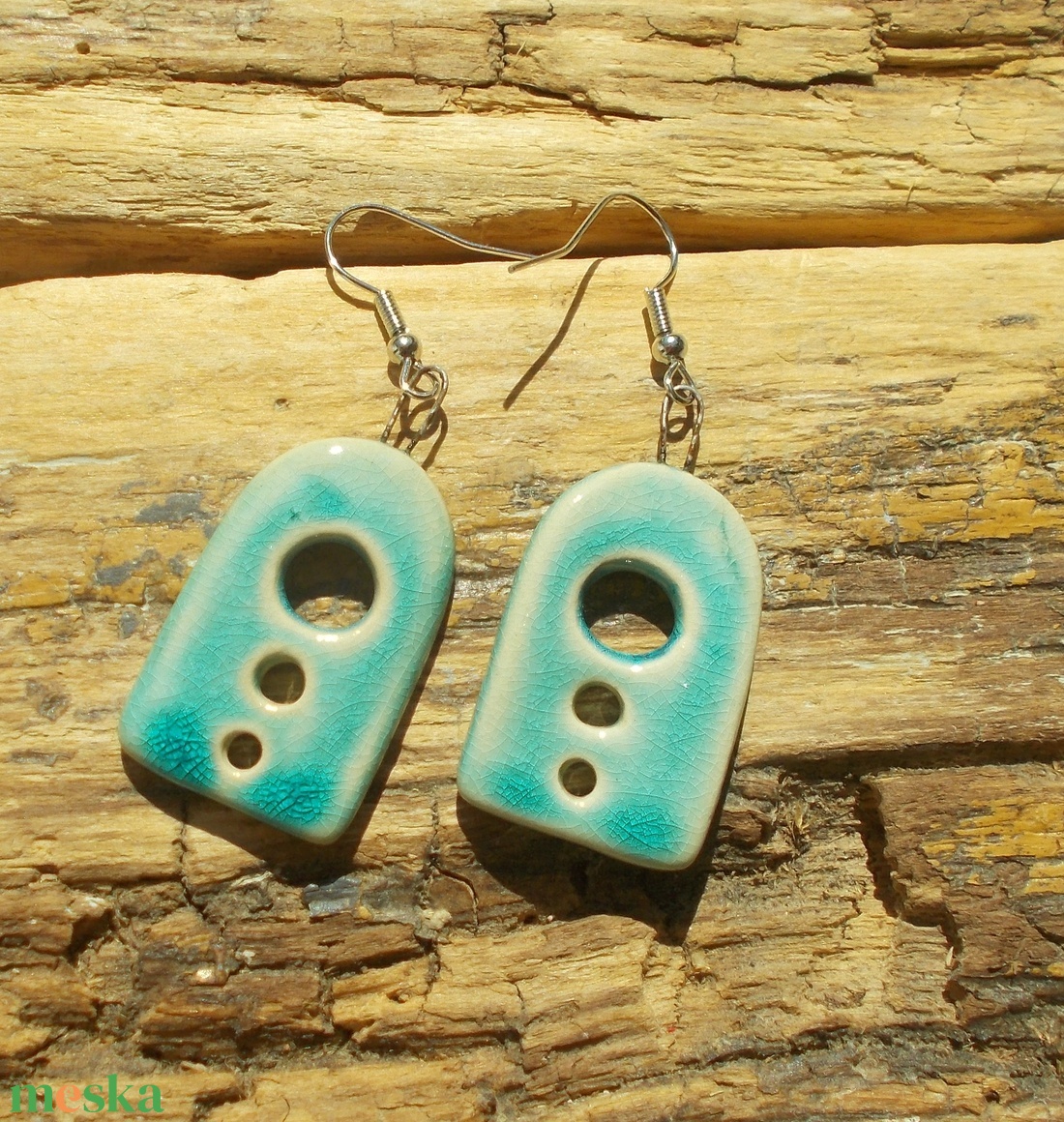 Antikolt türkizfülbevaló - ékszer - fülbevaló - lógó fülbevaló - Meska.hu