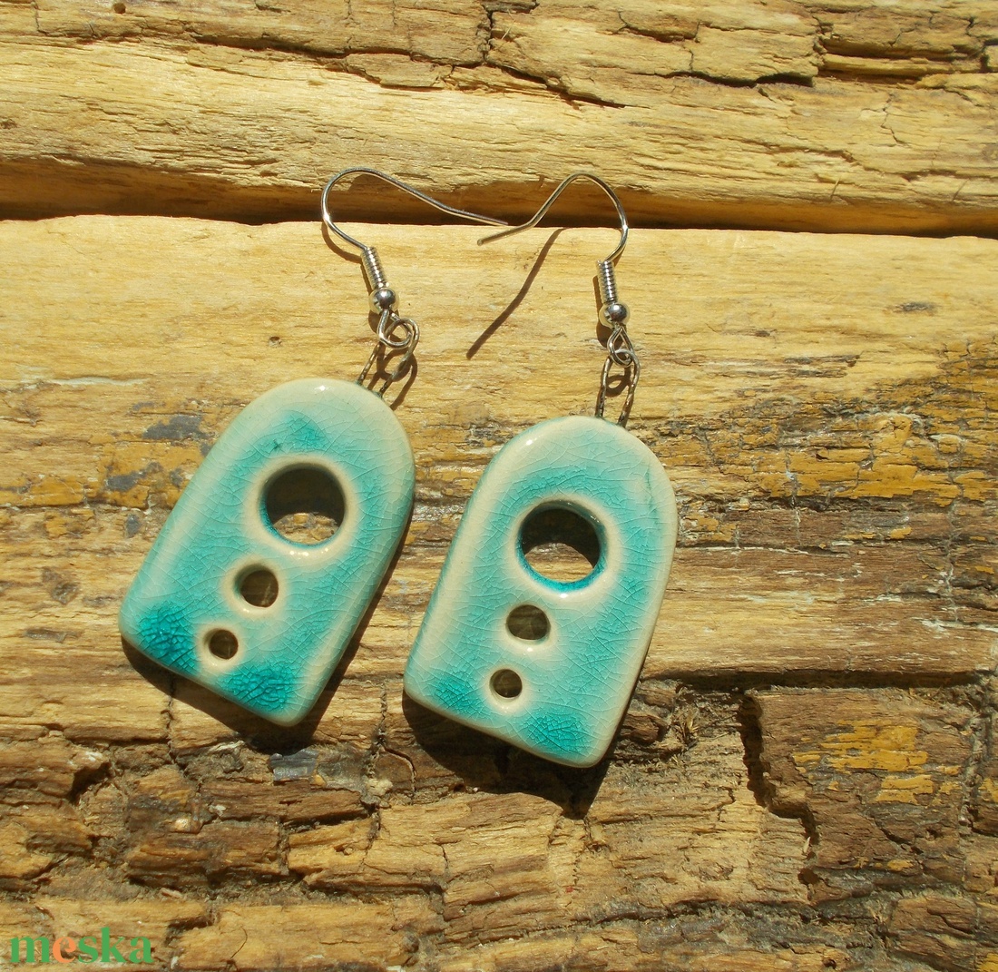 Antikolt türkizfülbevaló - ékszer - fülbevaló - lógó fülbevaló - Meska.hu