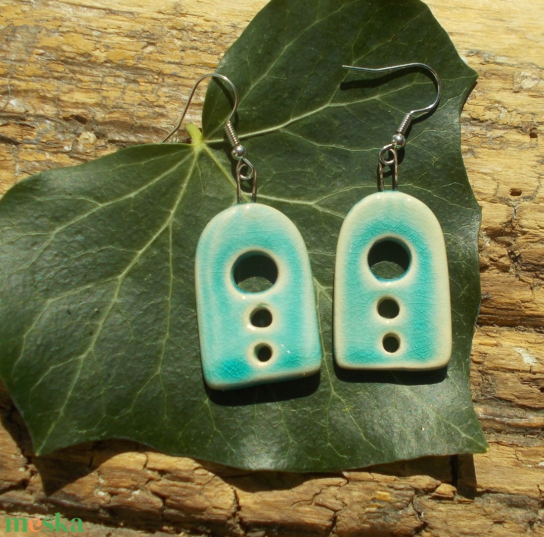 Antikolt türkizfülbevaló - ékszer - fülbevaló - lógó fülbevaló - Meska.hu