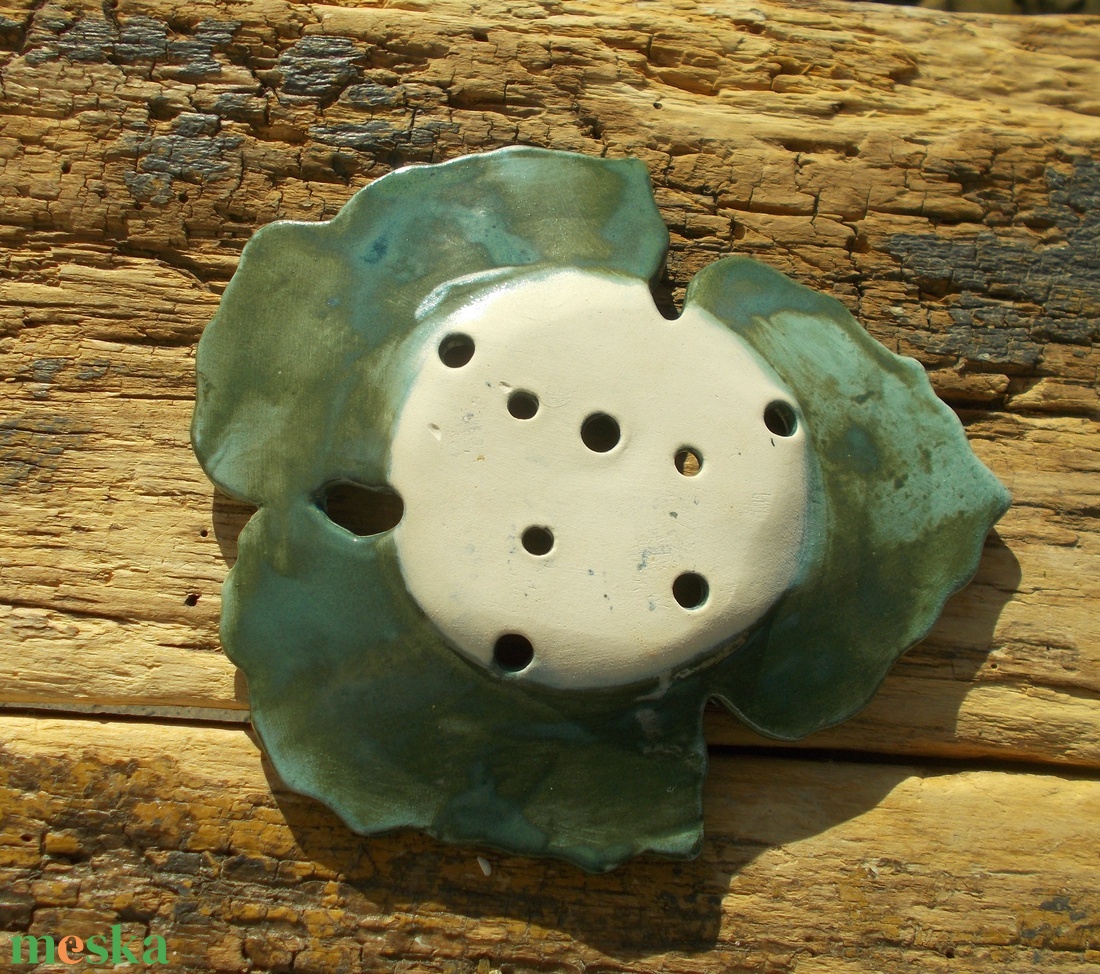 Szappantartó levél mintával. - otthon & életmód - fürdőszoba - szappantartó - Meska.hu