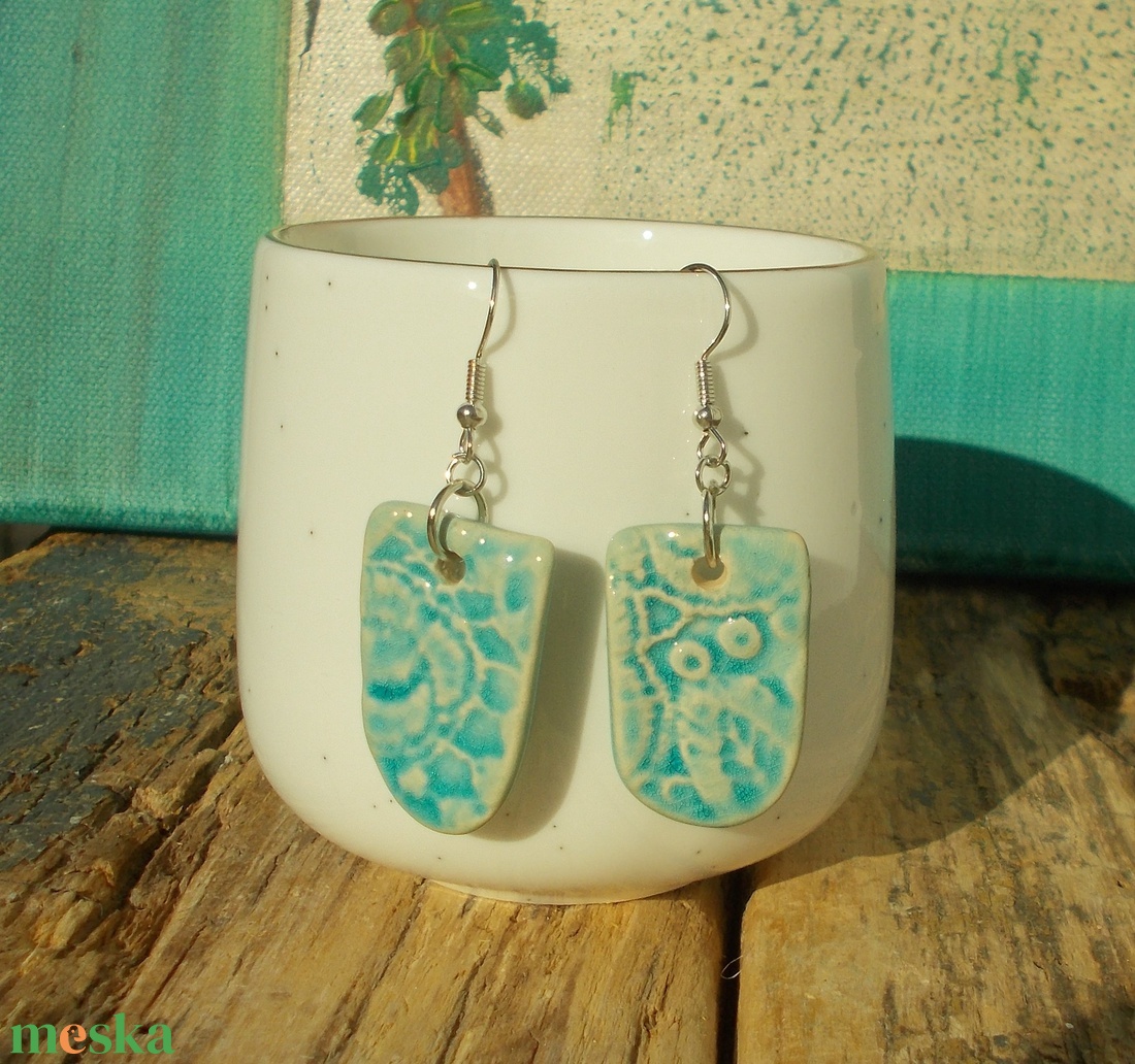 Antikolt türkiz fülbevaló - ékszer - fülbevaló - lógó fülbevaló - Meska.hu