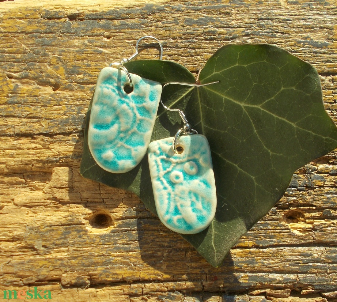 Antikolt türkiz fülbevaló - ékszer - fülbevaló - lógó fülbevaló - Meska.hu