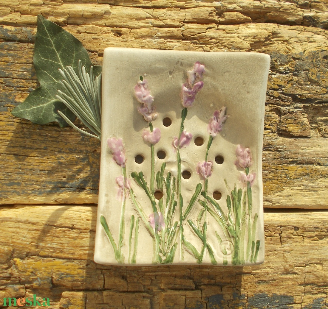  Levendulás szappantartó - otthon & életmód - fürdőszoba - szappantartó - Meska.hu