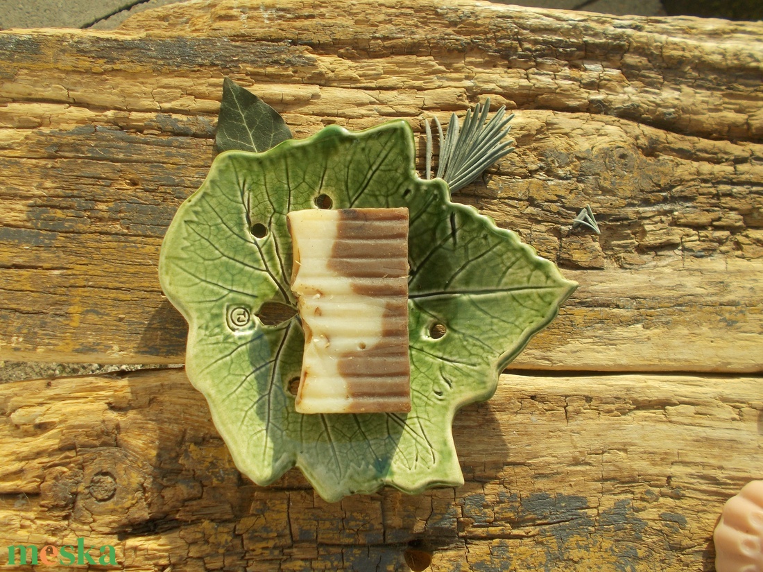 Szappantartó levél mintával. - otthon & életmód - fürdőszoba - szappantartó - Meska.hu