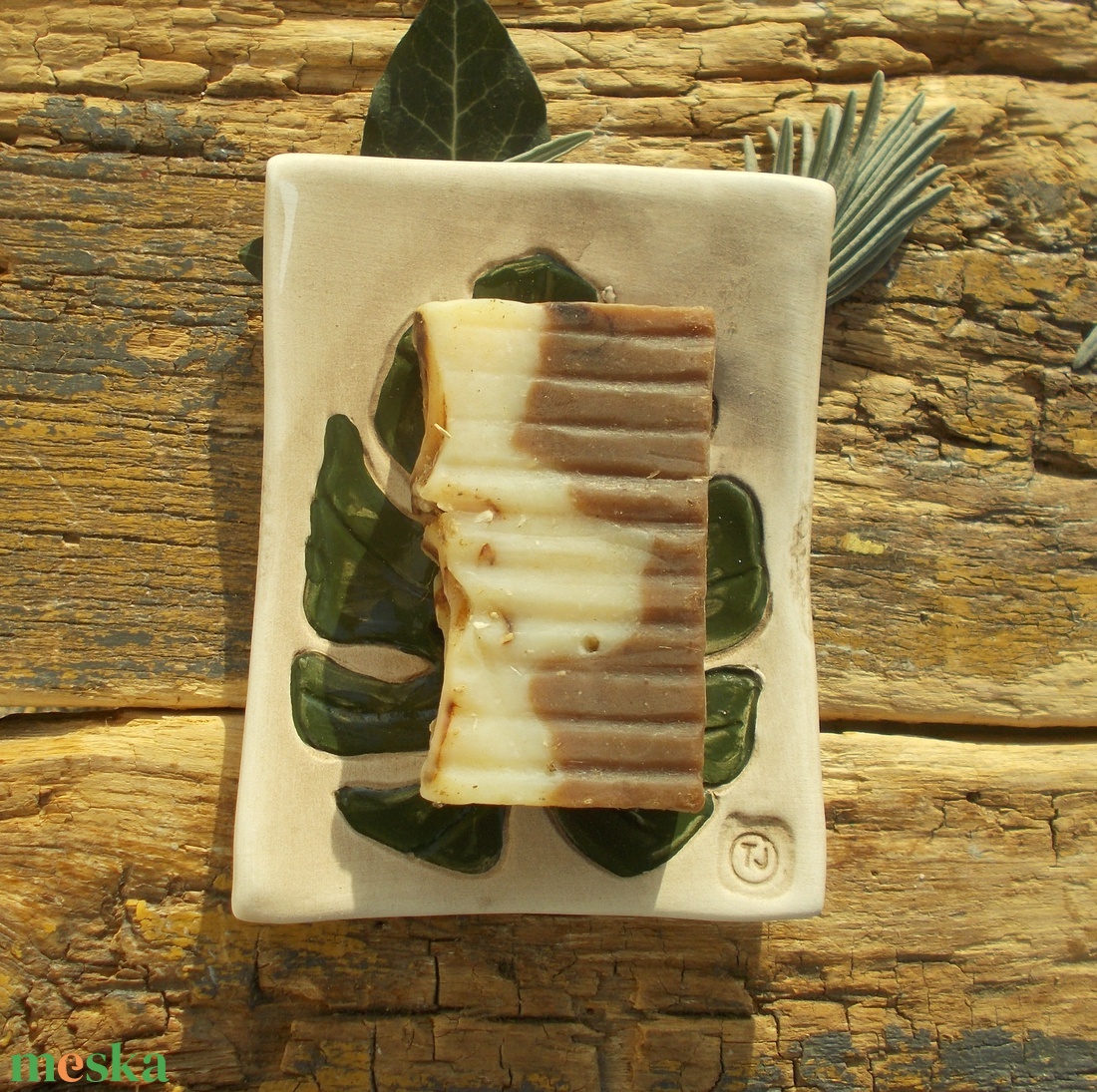 Levél mintás szappantartó - otthon & életmód - fürdőszoba - szappantartó - Meska.hu