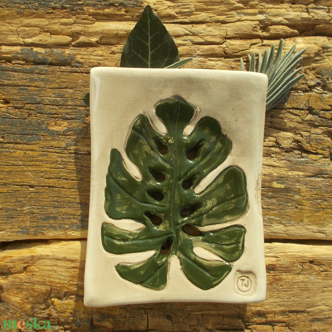 Levél mintás szappantartó - otthon & életmód - fürdőszoba - szappantartó - Meska.hu