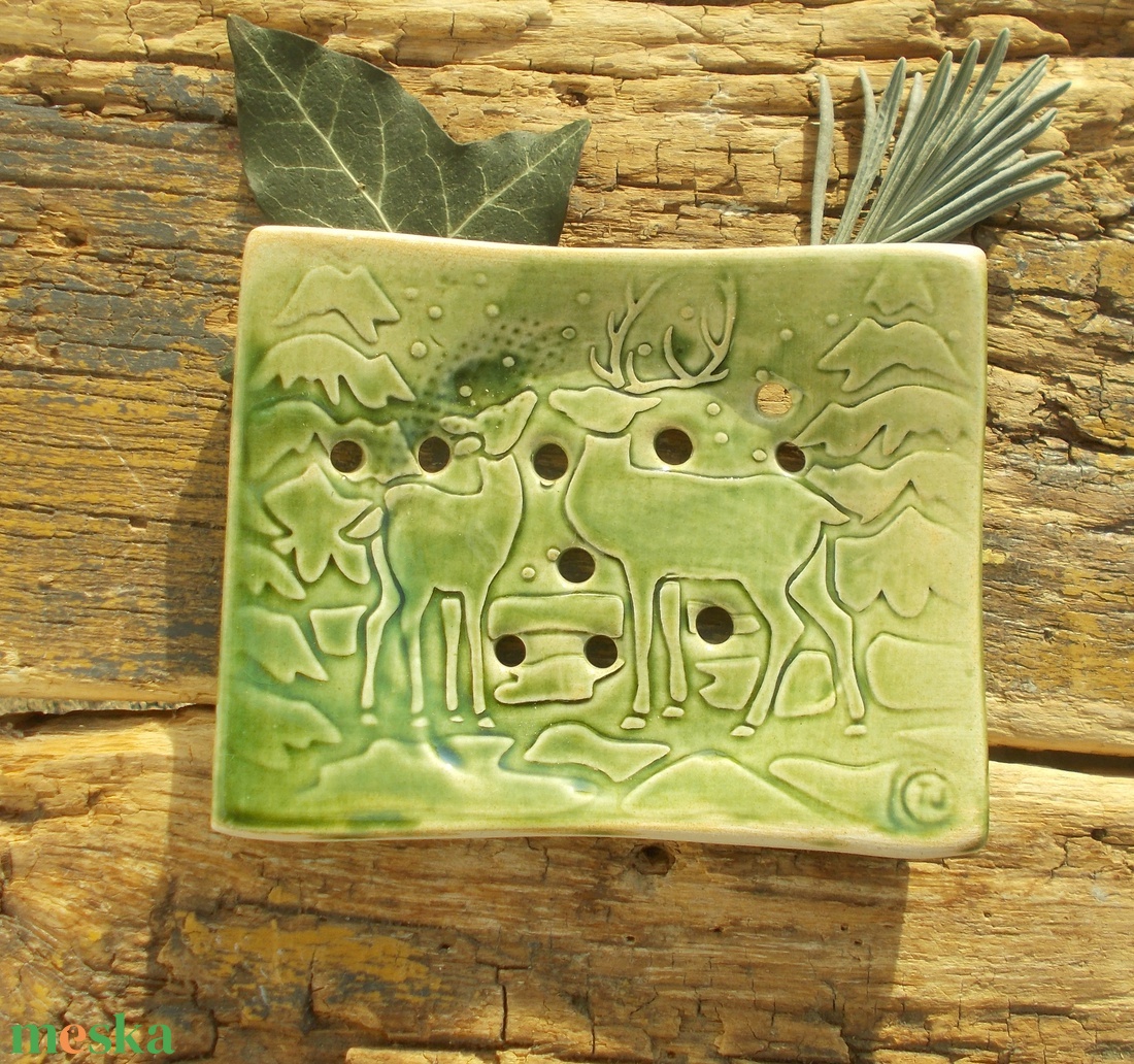 Szappantartó őzekkel - otthon & életmód - fürdőszoba - szappantartó - Meska.hu