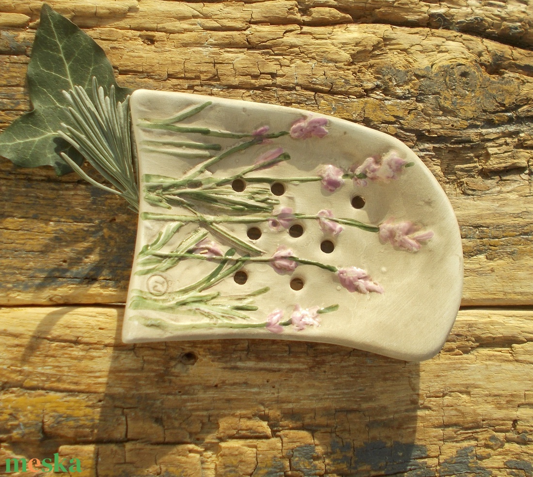  Levendulás szappantartó - otthon & életmód - fürdőszoba - szappantartó - Meska.hu