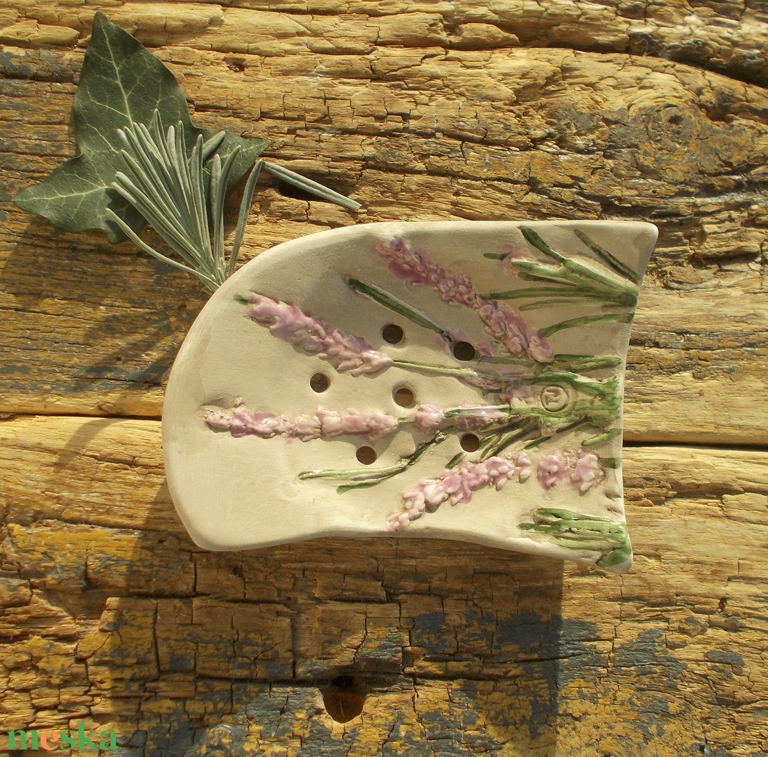  Levendulás szappantartó - otthon & életmód - fürdőszoba - szappantartó - Meska.hu