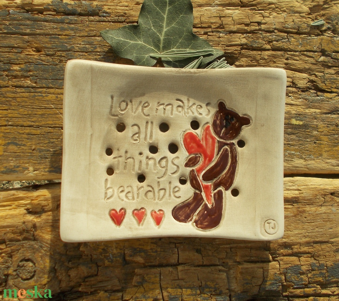  Szappantartó mackóval - otthon & életmód - fürdőszoba - szappantartó - Meska.hu