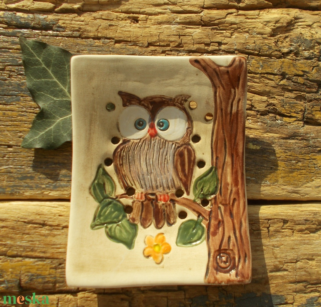 Baglyos szappantartó - otthon & életmód - fürdőszoba - szappantartó - Meska.hu