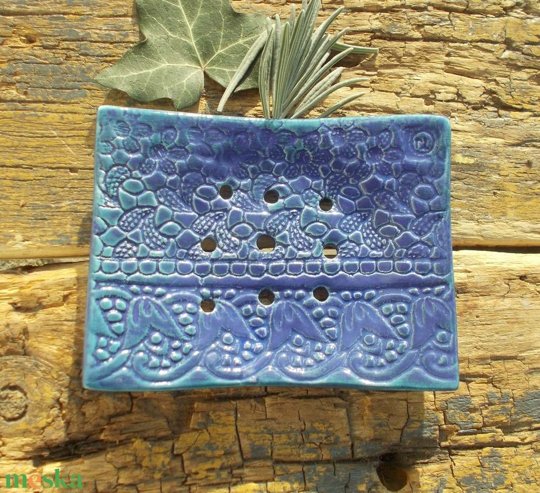 Kék szappantartó - otthon & életmód - fürdőszoba - szappantartó - Meska.hu