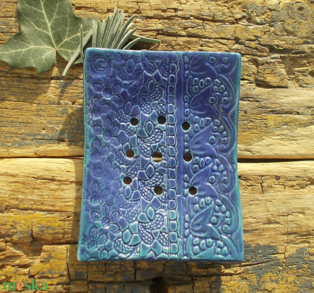 Kék szappantartó - otthon & életmód - fürdőszoba - szappantartó - Meska.hu