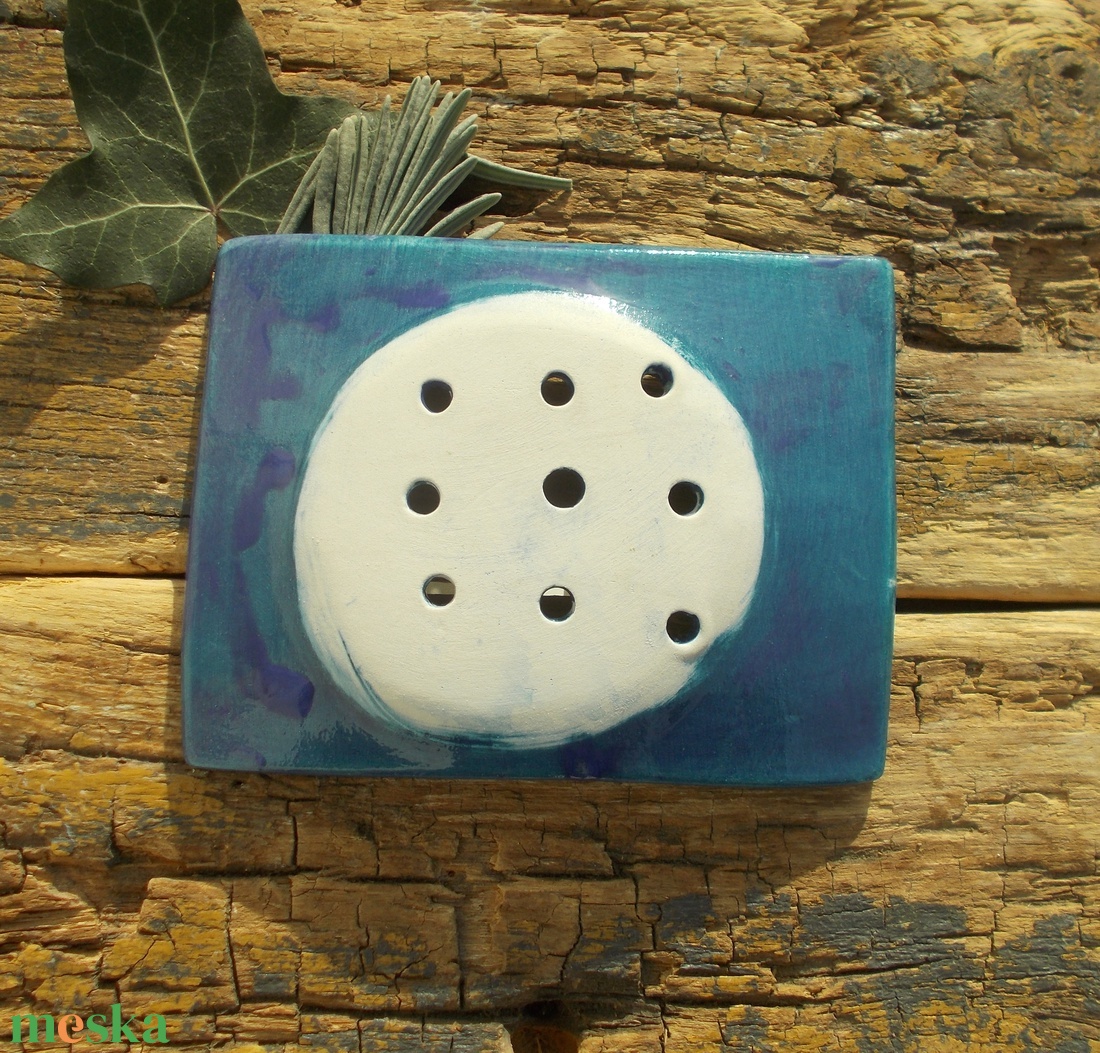 Kék szappantartó - otthon & életmód - fürdőszoba - szappantartó - Meska.hu