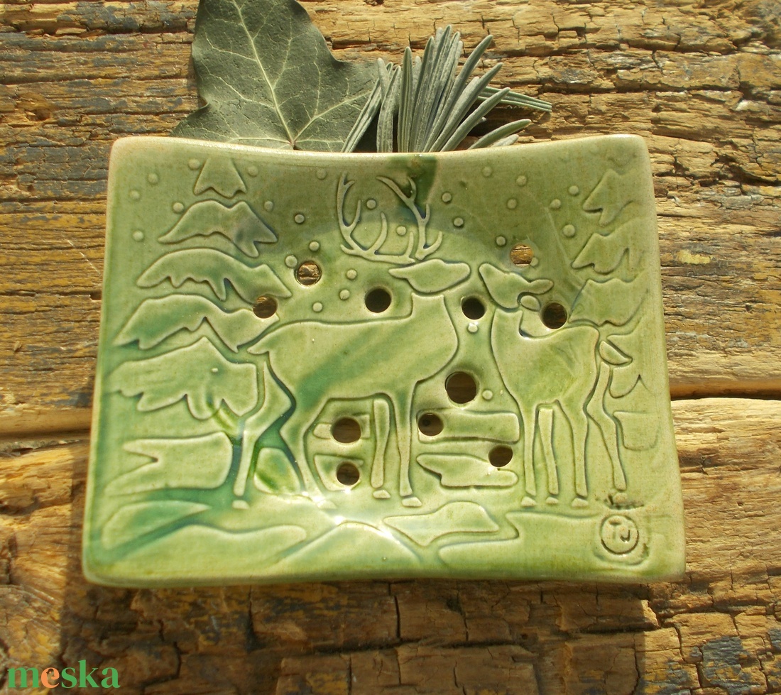 Szappantartó őzekkel - otthon & életmód - fürdőszoba - szappantartó - Meska.hu