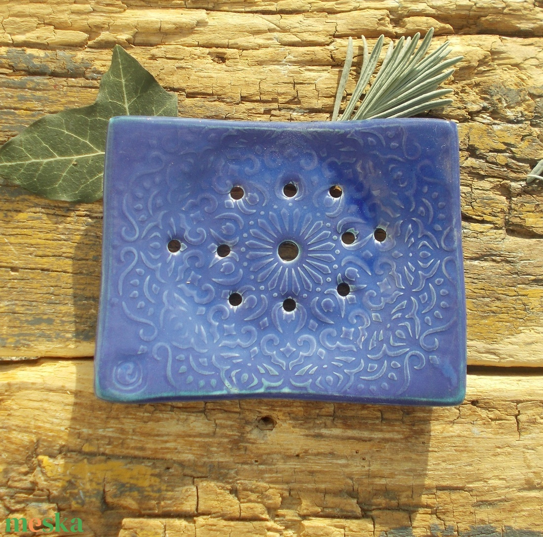 Kék szappantartó - otthon & életmód - fürdőszoba - szappantartó - Meska.hu