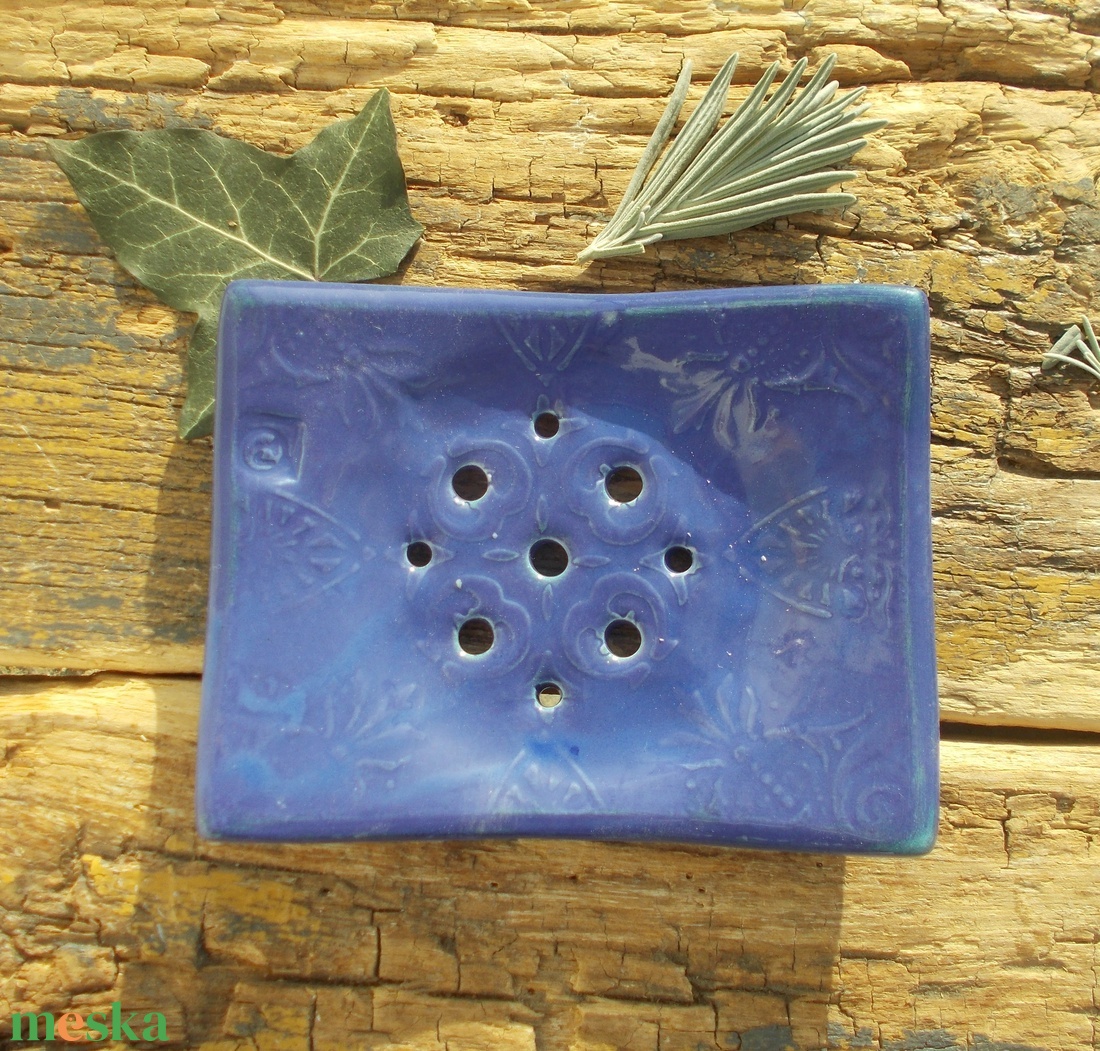 Kék szappantartó - otthon & életmód - fürdőszoba - szappantartó - Meska.hu