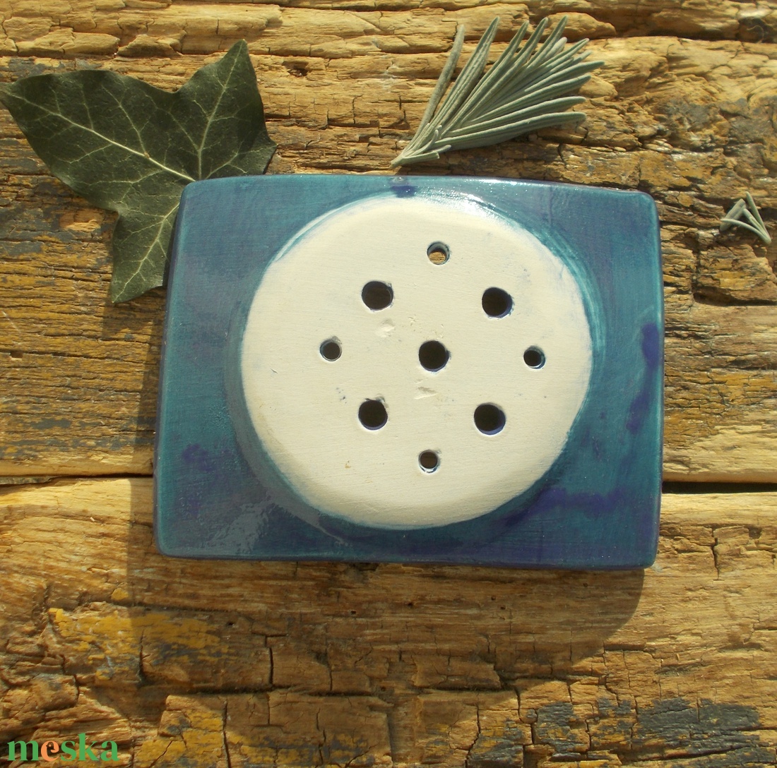 Kék szappantartó - otthon & életmód - fürdőszoba - szappantartó - Meska.hu