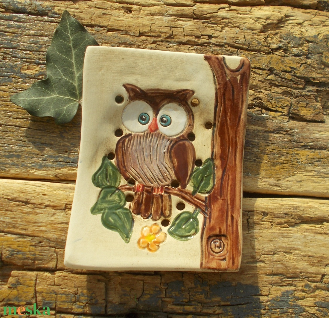 Baglyos szappantartó - otthon & életmód - fürdőszoba - szappantartó - Meska.hu