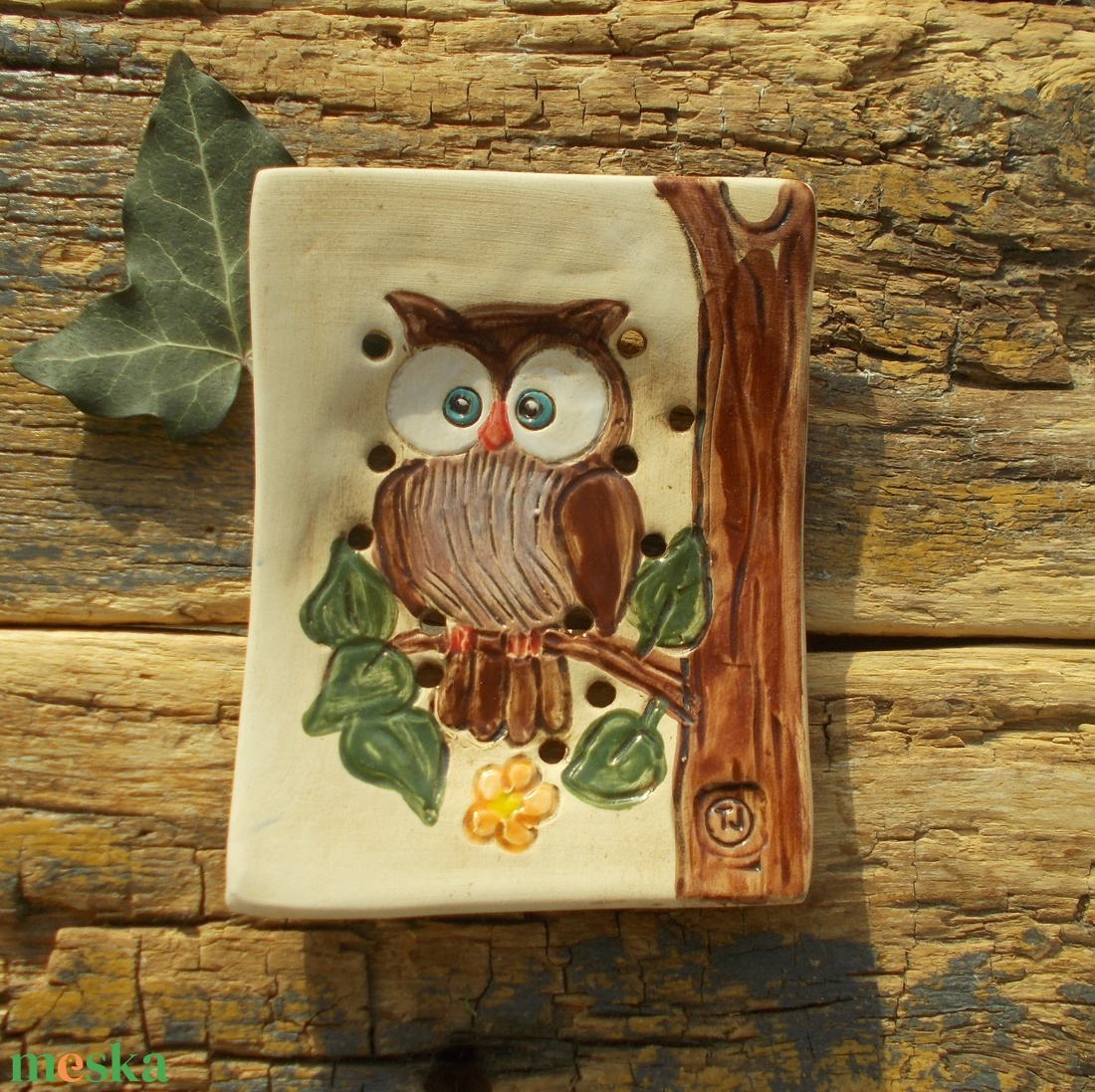 Baglyos szappantartó - otthon & életmód - fürdőszoba - szappantartó - Meska.hu