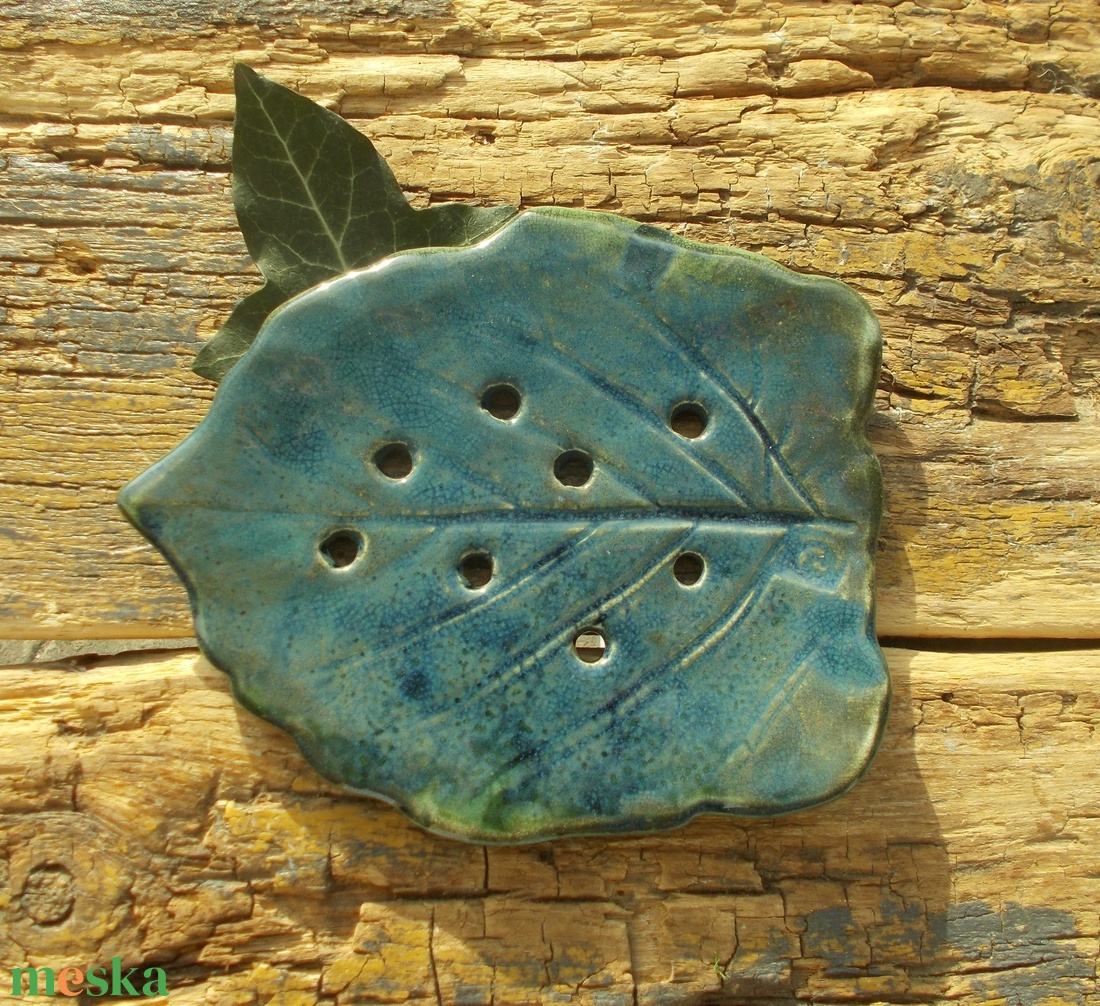 Szappantartó levél mintával. - otthon & életmód - fürdőszoba - szappantartó - Meska.hu