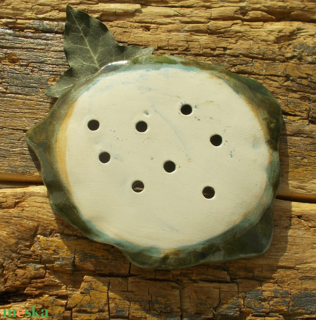 Szappantartó levél mintával. - otthon & életmód - fürdőszoba - szappantartó - Meska.hu