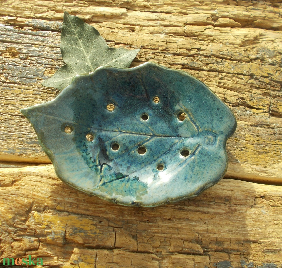 Szappantartó levél mintával. - otthon & életmód - fürdőszoba - szappantartó - Meska.hu