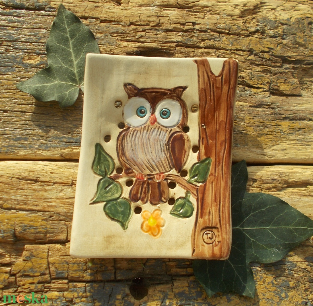 Baglyos szappantartó - otthon & életmód - fürdőszoba - szappantartó - Meska.hu