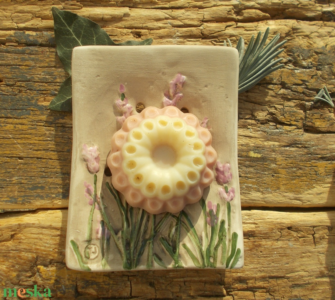  Levendulás szappantartó - otthon & életmód - fürdőszoba - szappantartó - Meska.hu