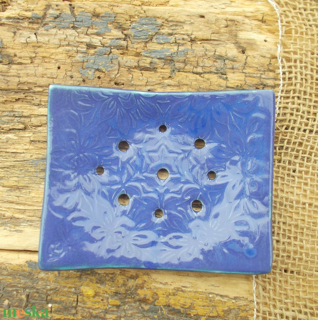 Kék,lila szappantartó - otthon & életmód - fürdőszoba - szappantartó - Meska.hu