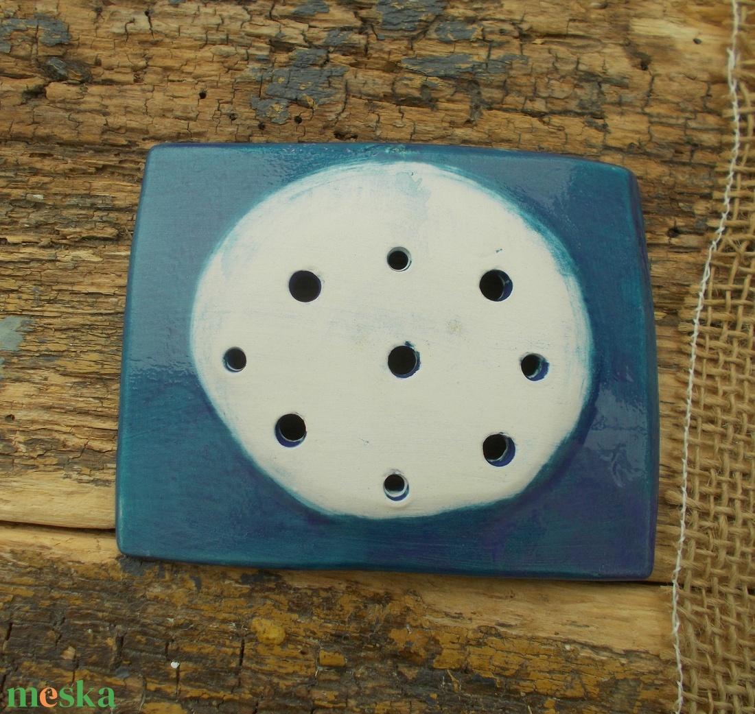 Kék,lila szappantartó - otthon & életmód - fürdőszoba - szappantartó - Meska.hu