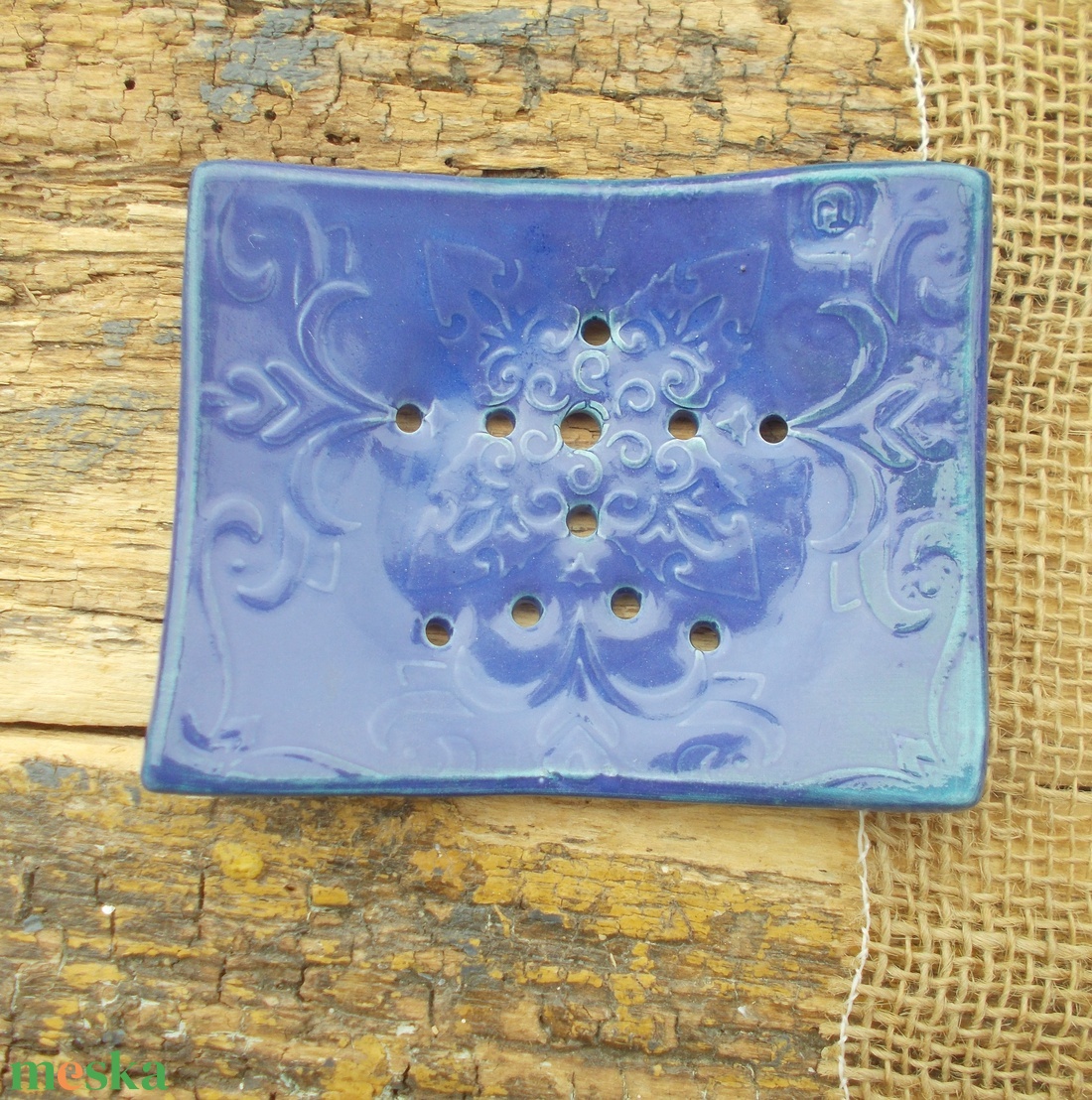 Kék,lila szappantartó - otthon & életmód - fürdőszoba - szappantartó - Meska.hu