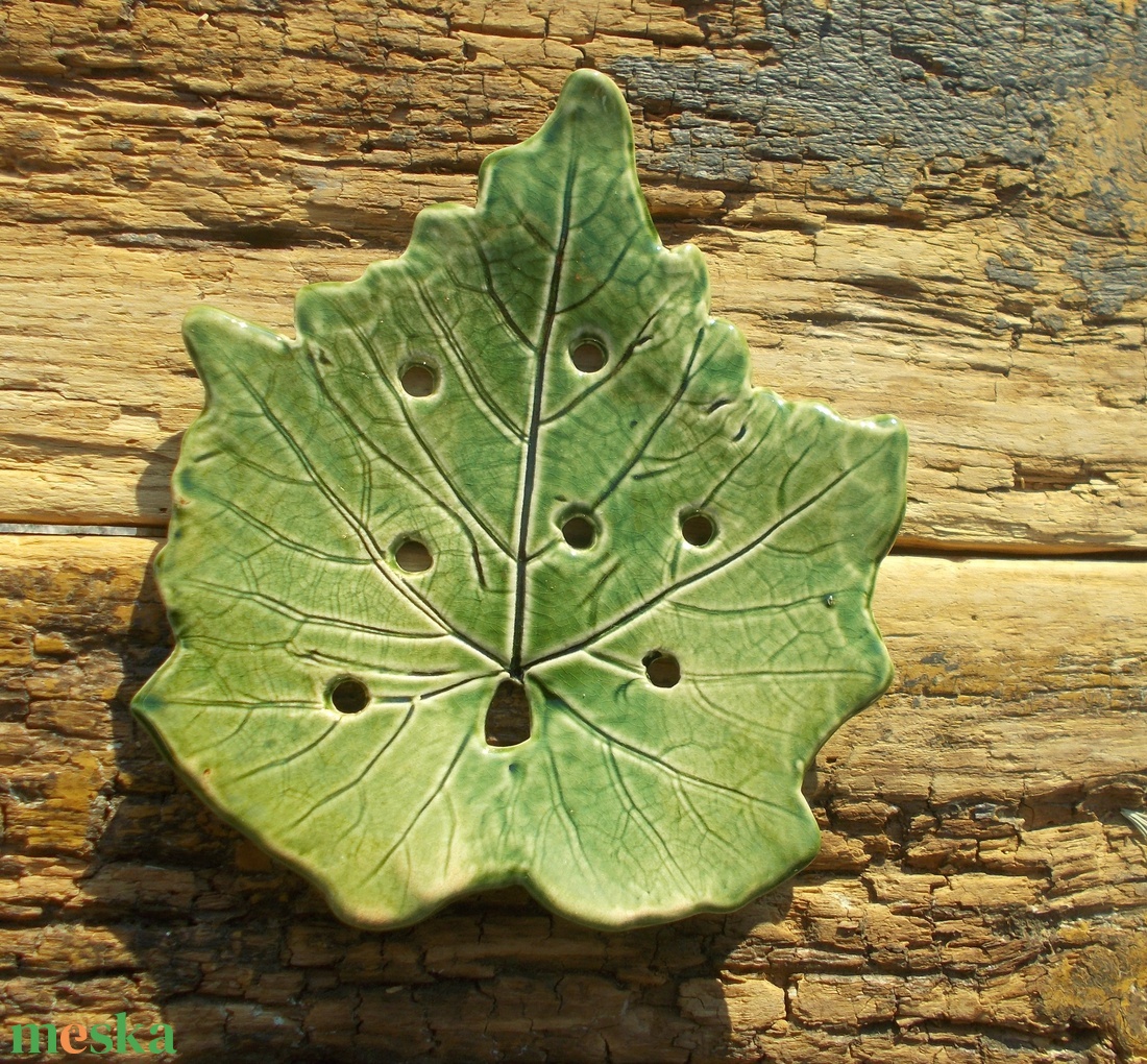 Szappantartó levél mintával. - otthon & életmód - fürdőszoba - szappantartó - Meska.hu