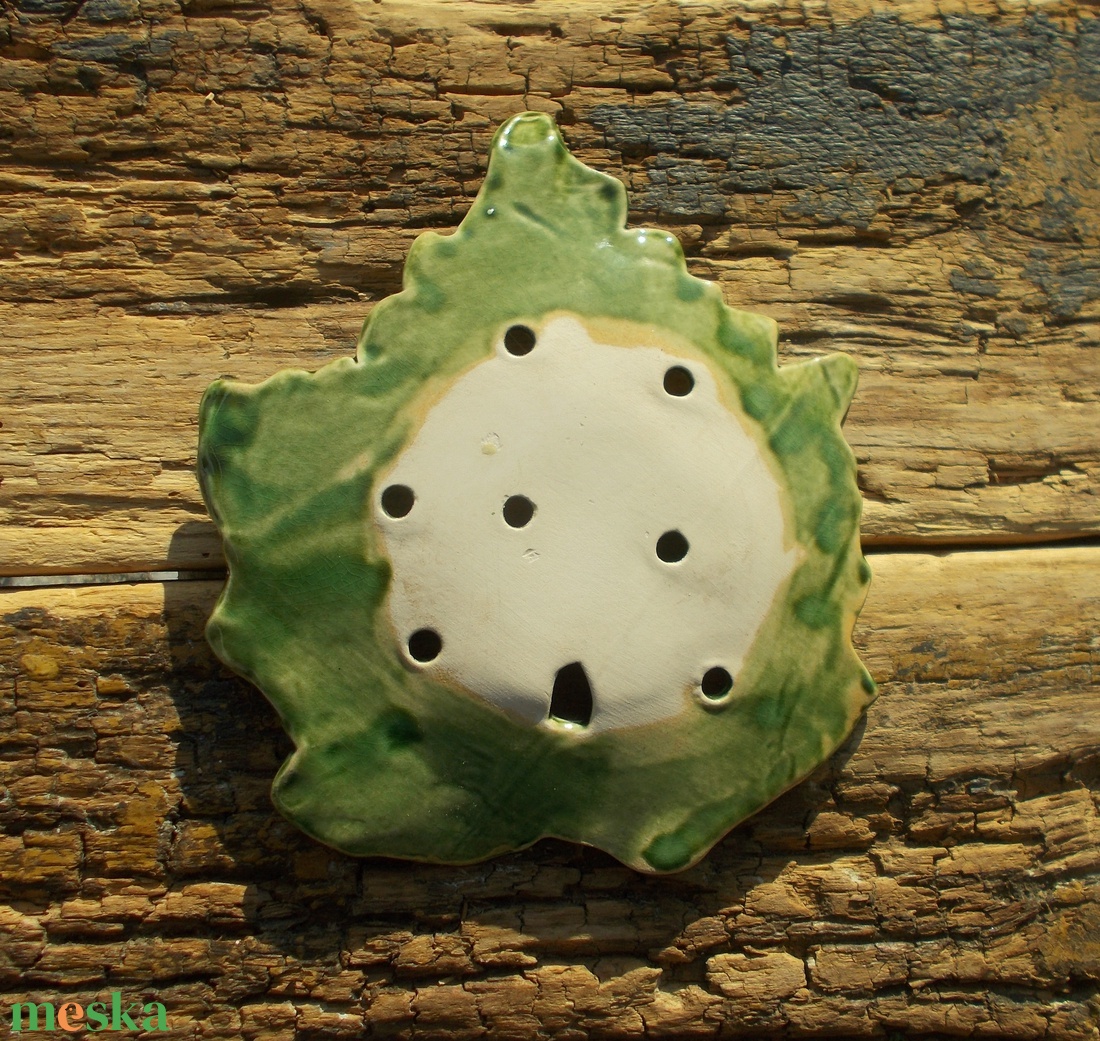 Szappantartó levél mintával. - otthon & életmód - fürdőszoba - szappantartó - Meska.hu