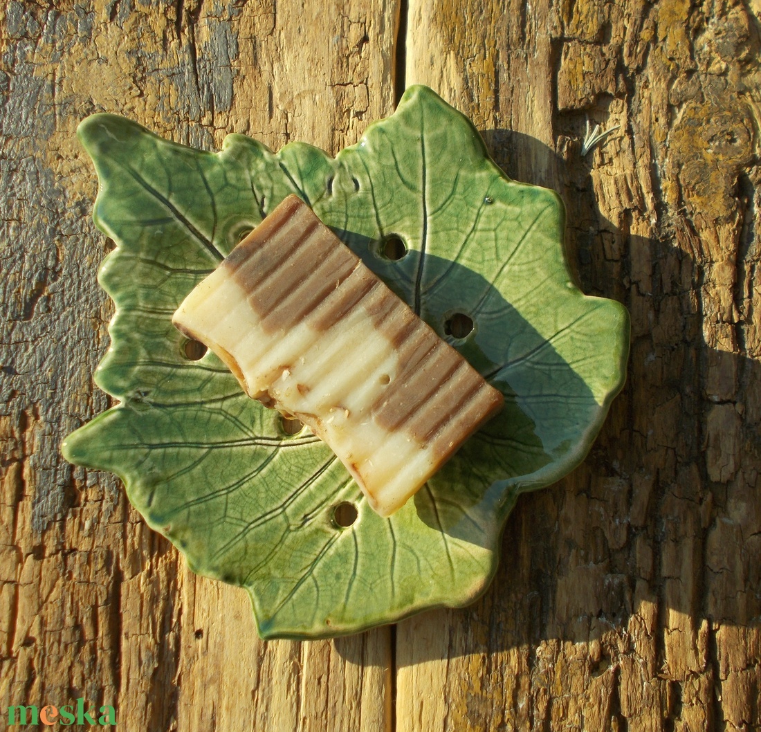 Szappantartó levél mintával. - otthon & életmód - fürdőszoba - szappantartó - Meska.hu